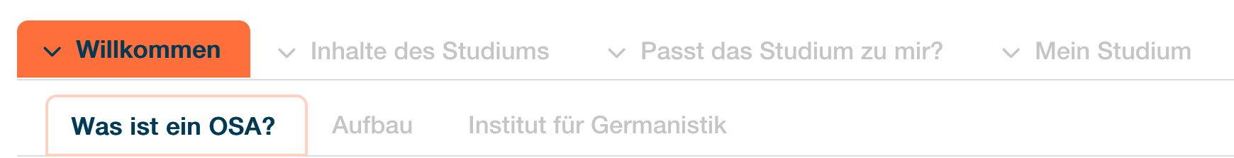 beispielhafte Abbildung der geschlossenen Navigationsleiste